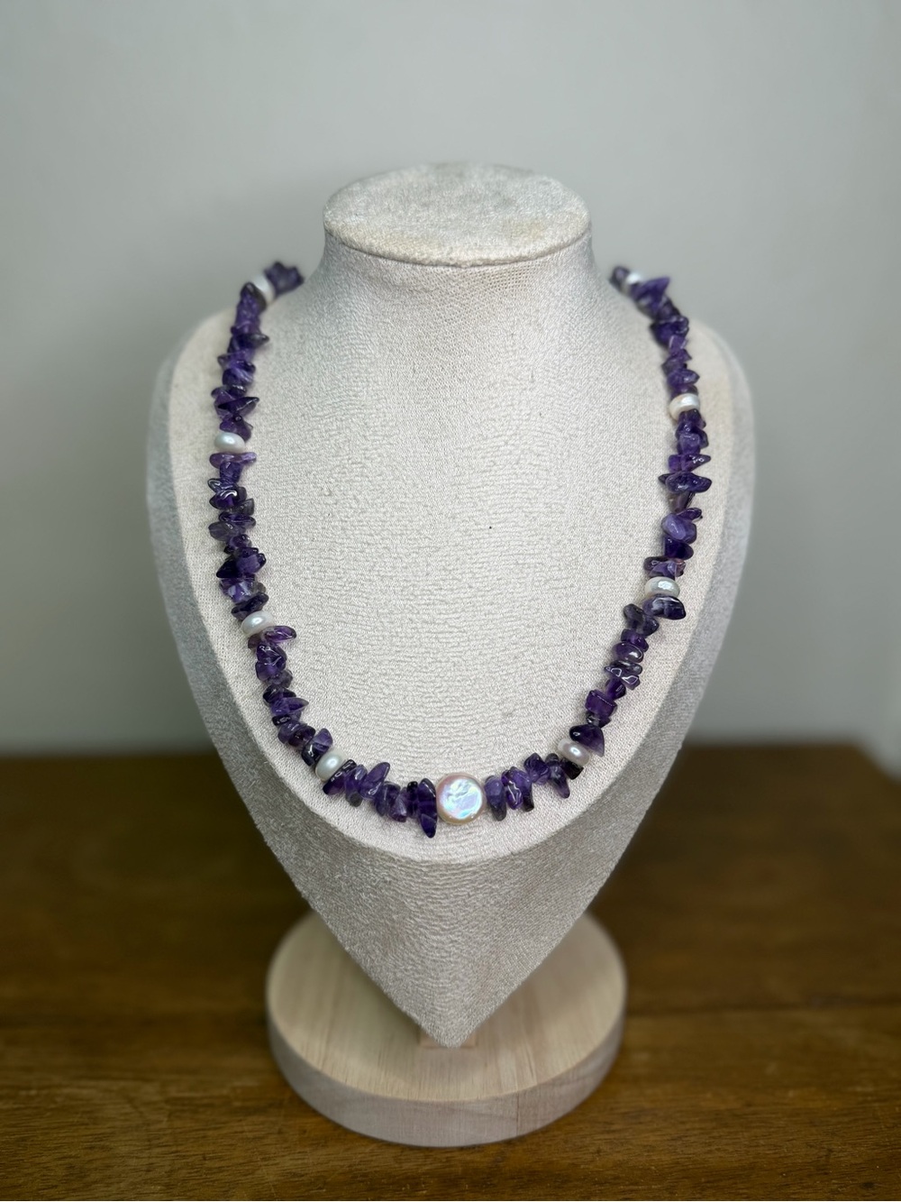 ARTISAN Amethyst Chip & Genuine Pearl Accent Necklace